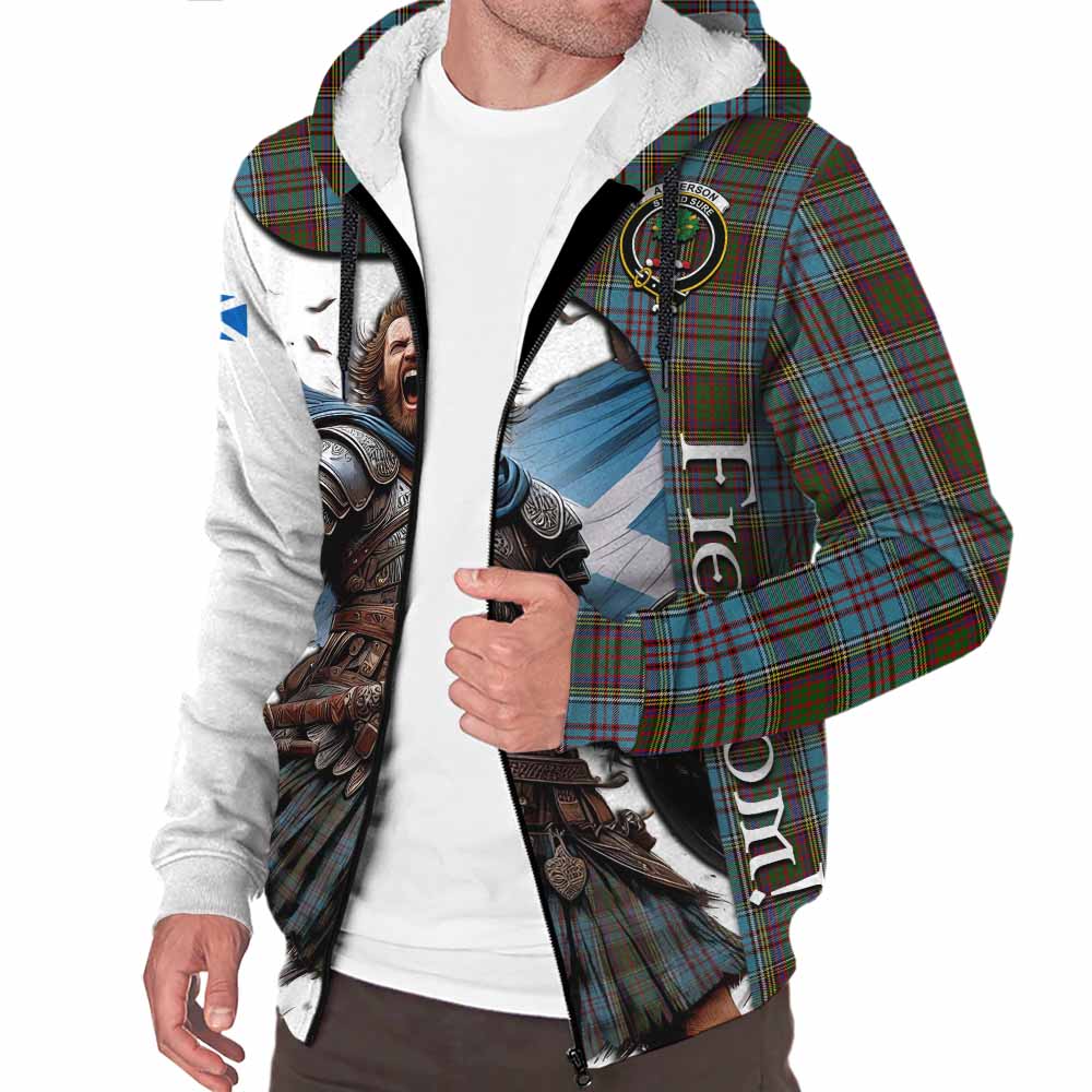 Tartan Vibes Clothing Anderson Crest Tartan Sherpa Hoodie Inspired by the Freedom of Scottish Warrior