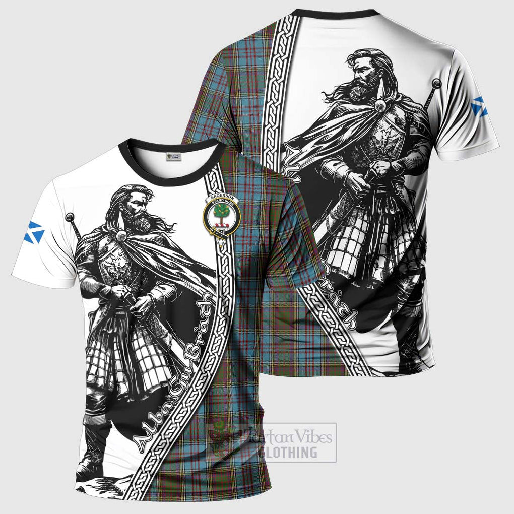 Tartan Vibes Clothing Anderson Tartan Clan Crest T-Shirt with Highlander Warrior Celtic Style