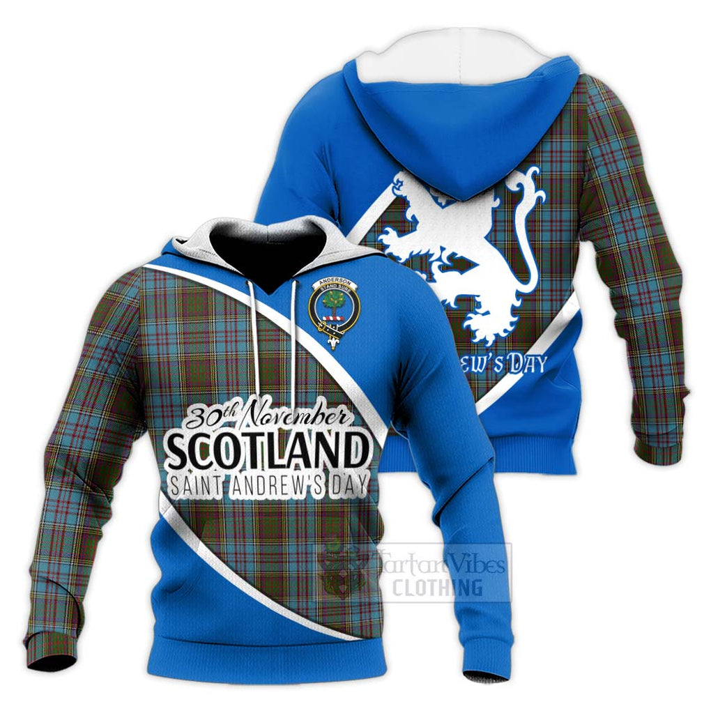 Tartan Vibes Clothing Anderson Family Crest Tartan Knitted Hoodie Celebrate Saint Andrew's Day in Style