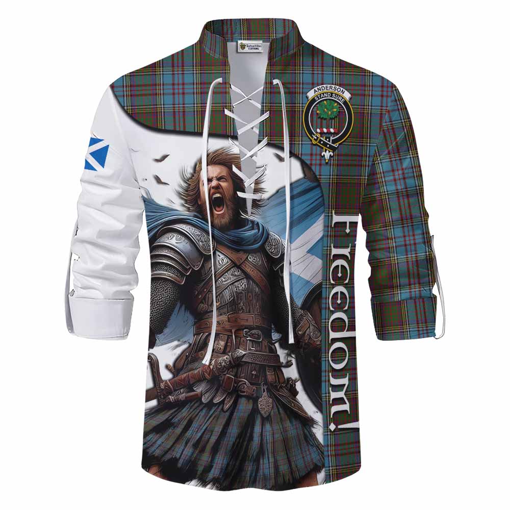 Tartan Vibes Clothing Anderson Crest Tartan Ghillie Kilt Shirt Inspired by the Freedom of Scottish Warrior