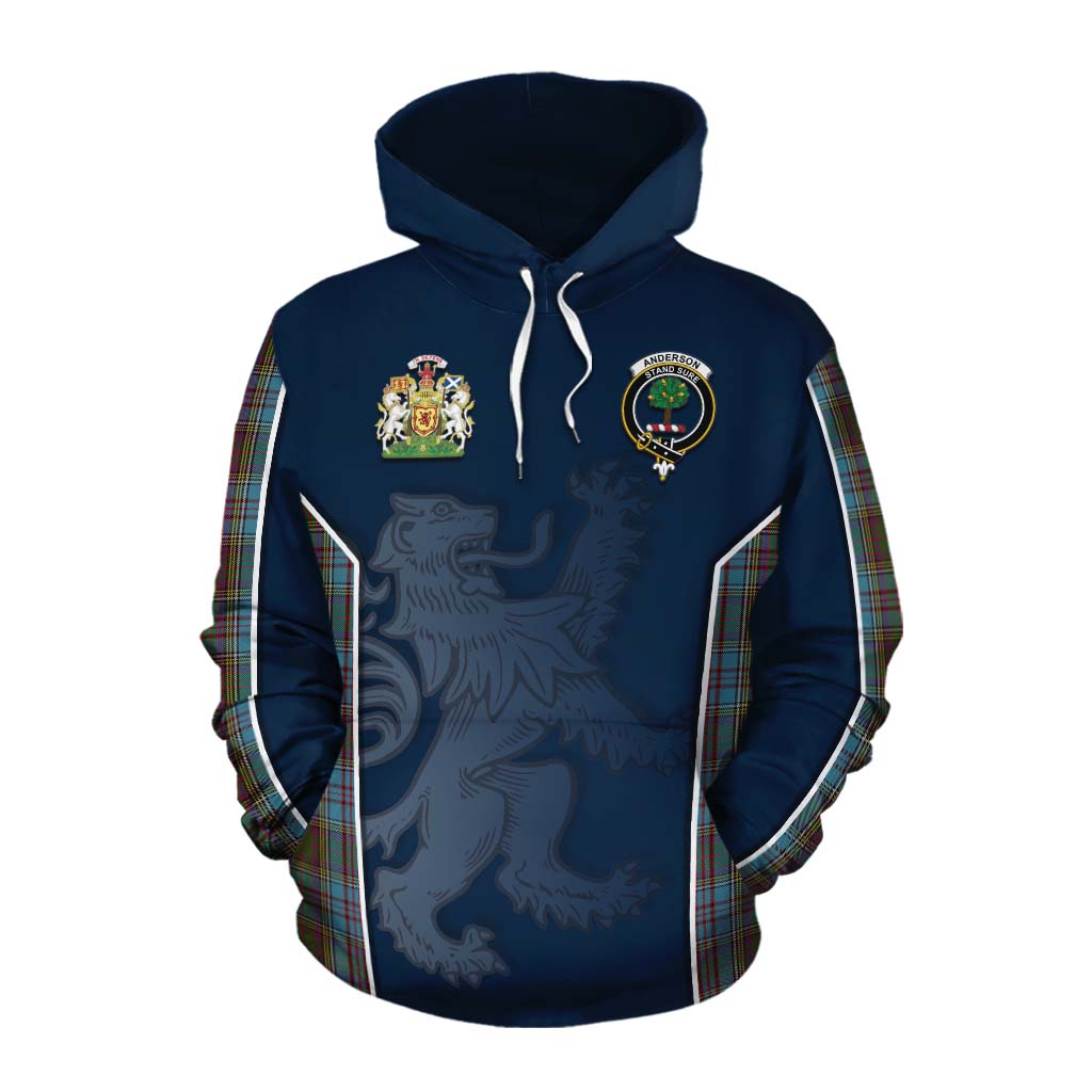 Tartan Vibes Clothing Anderson Tartan Cotton Hoodie with Family Crest and Lion Rampant Vibes Sport Style