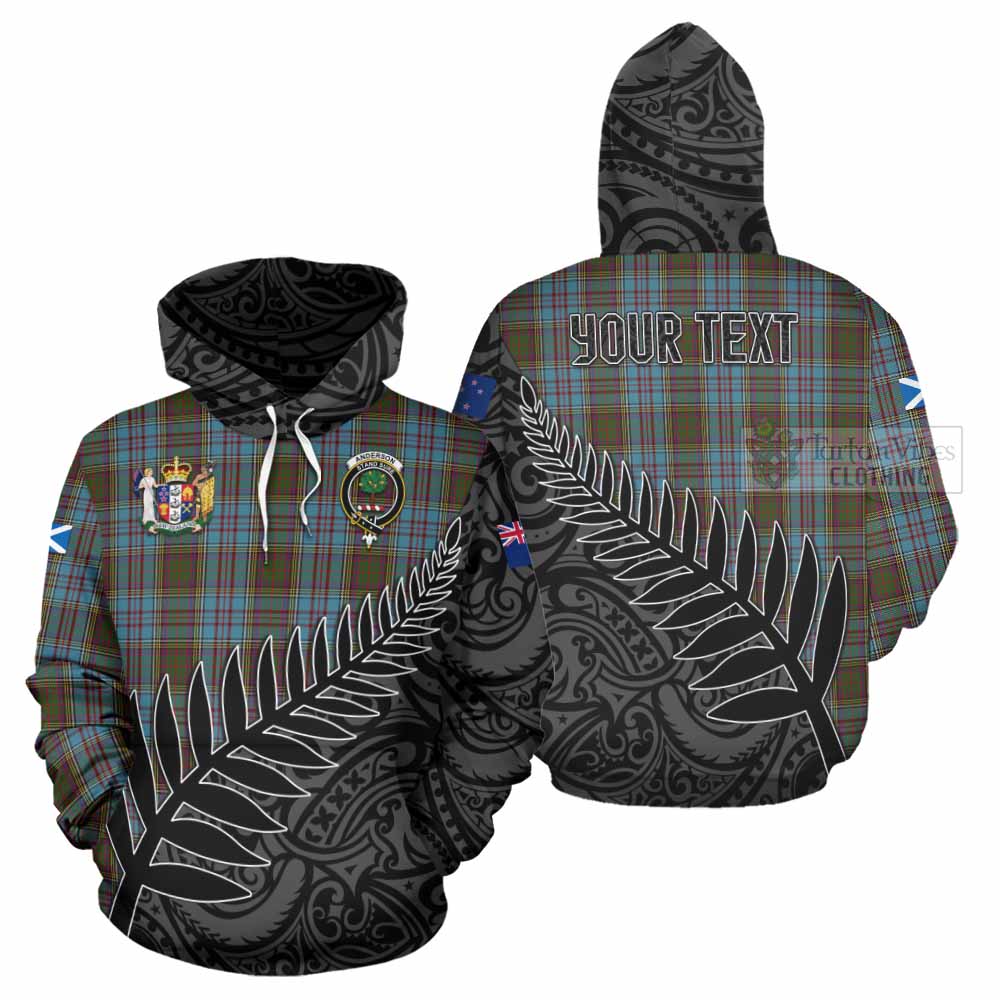 Tartan Vibes Clothing Anderson Crest Tartan Hoodie with New Zealand Silver Fern Half Style