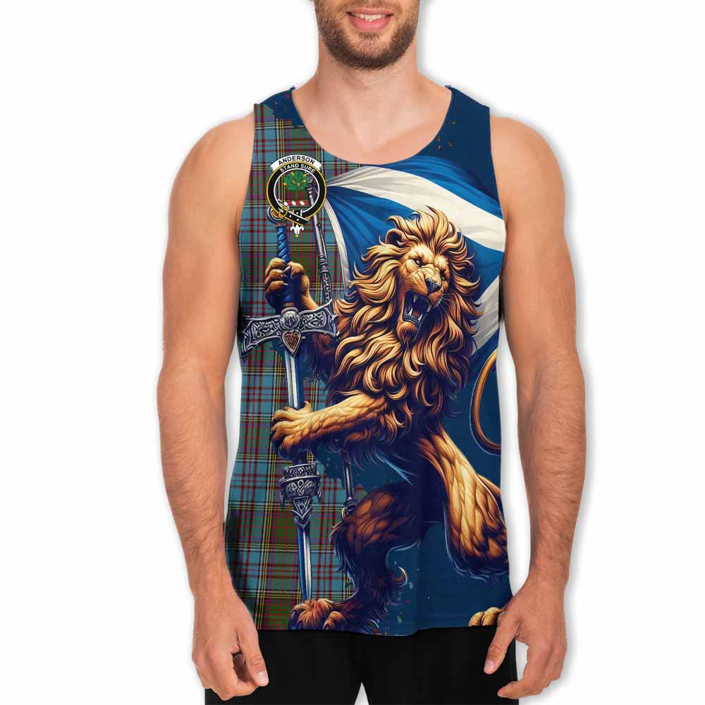 Tartan Vibes Clothing Anderson Tartan Family Crest Men's Tank Top with Scottish Majestic Lion