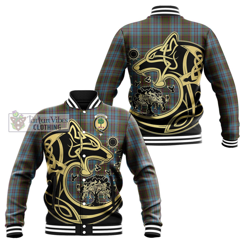 Anderson Tartan Baseball Jacket with Family Crest Celtic Wolf Style Unisex - Tartan Vibes Clothing