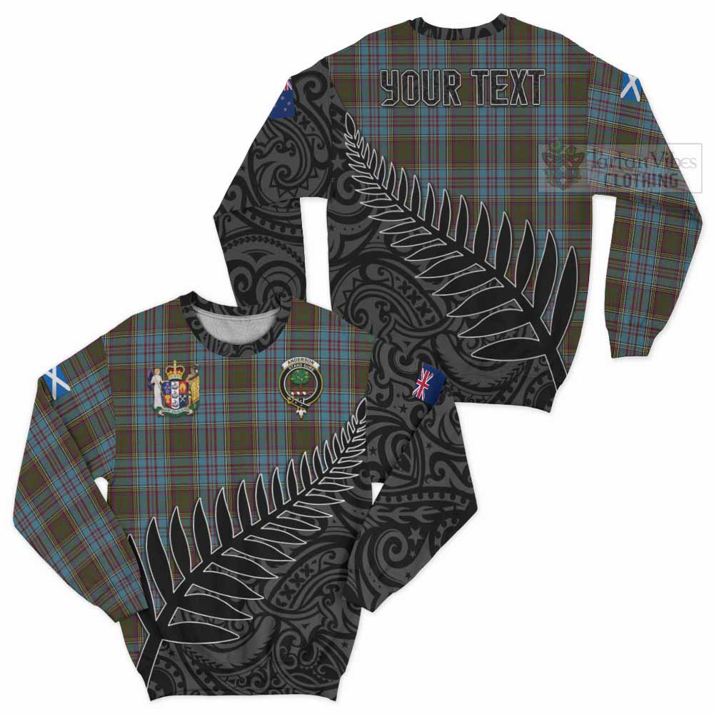 Tartan Vibes Clothing Anderson Crest Tartan Sweatshirt with New Zealand Silver Fern Half Style