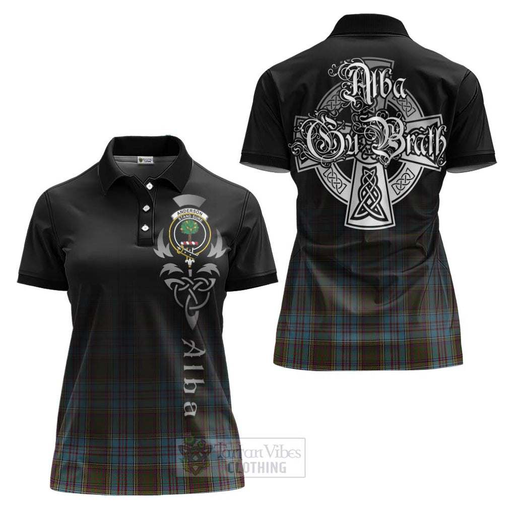 Tartan Vibes Clothing Anderson Tartan Women's Polo Shirt Featuring Alba Gu Brath Family Crest Celtic Inspired