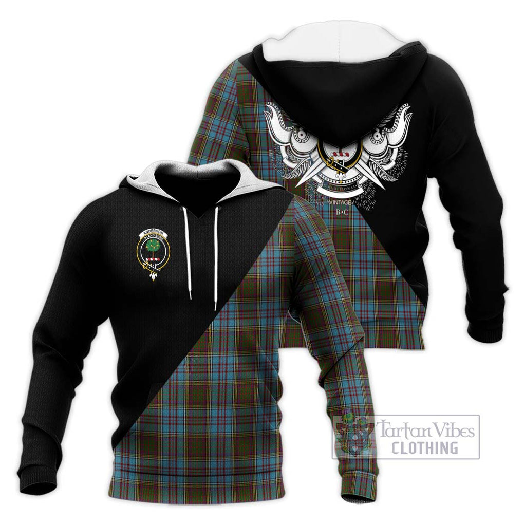 Anderson Tartan Knitted Hoodie with Family Crest and Military Logo Style Unisex Knitted Pullover Hoodie - Tartanvibesclothing Shop