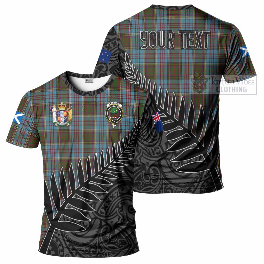 Tartan Vibes Clothing Anderson Crest Tartan T-Shirt with New Zealand Silver Fern Half Style