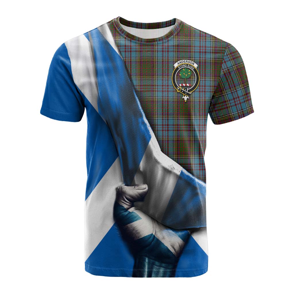 Tartan Vibes Clothing Anderson Tartan Cotton T-shirt with Family Crest Scotland Patriotic Style