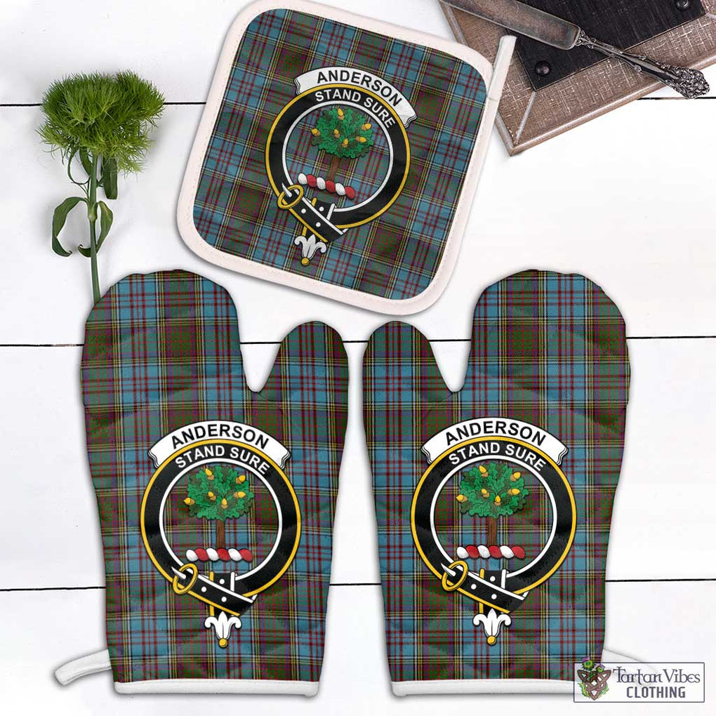 Anderson Tartan Combo Oven Mitt & Pot-Holder with Family Crest Combo 1 Oven Mitt & 1 Pot-Holder White - Tartan Vibes Clothing