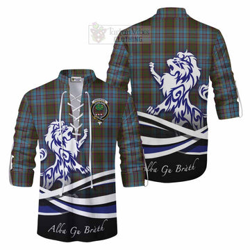 Anderson Tartan Ghillie Kilt Shirt with Alba Gu Brath Regal Lion Emblem