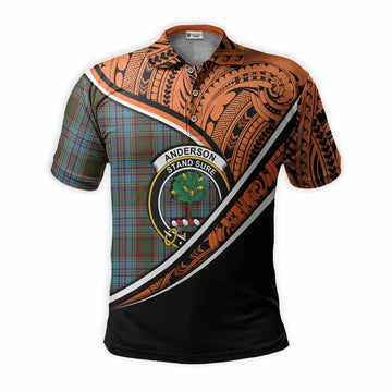 Anderson Crest Tartan Polo Shirt with Polynesian Vibes Style - Orange Version