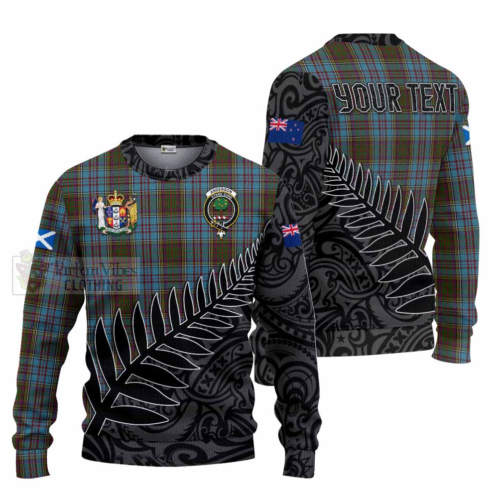 Tartan Vibes Clothing Anderson Crest Tartan Knitted Sweater with New Zealand Silver Fern Half Style