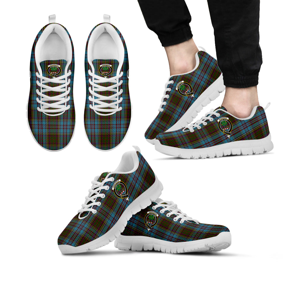 Anderson Tartan Sneakers with Family Crest Kid's Sneakers - Tartan Vibes Clothing