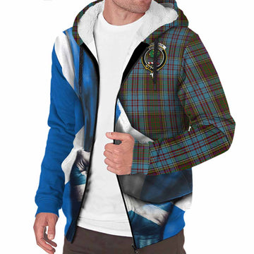 Anderson Tartan Sherpa Hoodie with Family Crest Scotland Patriotic Style