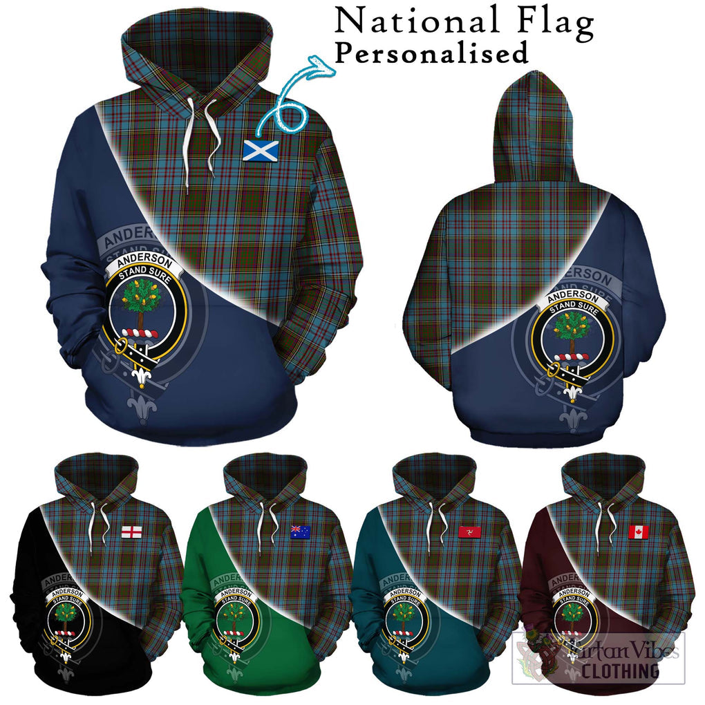 Anderson Tartan Hoodie with Personalised National Flag and Family Crest Half Style Zip Hoodie - Tartanvibesclothing Shop