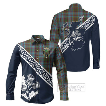 Anderson Tartan Long Sleeve Button Shirt Featuring Thistle and Scotland Map