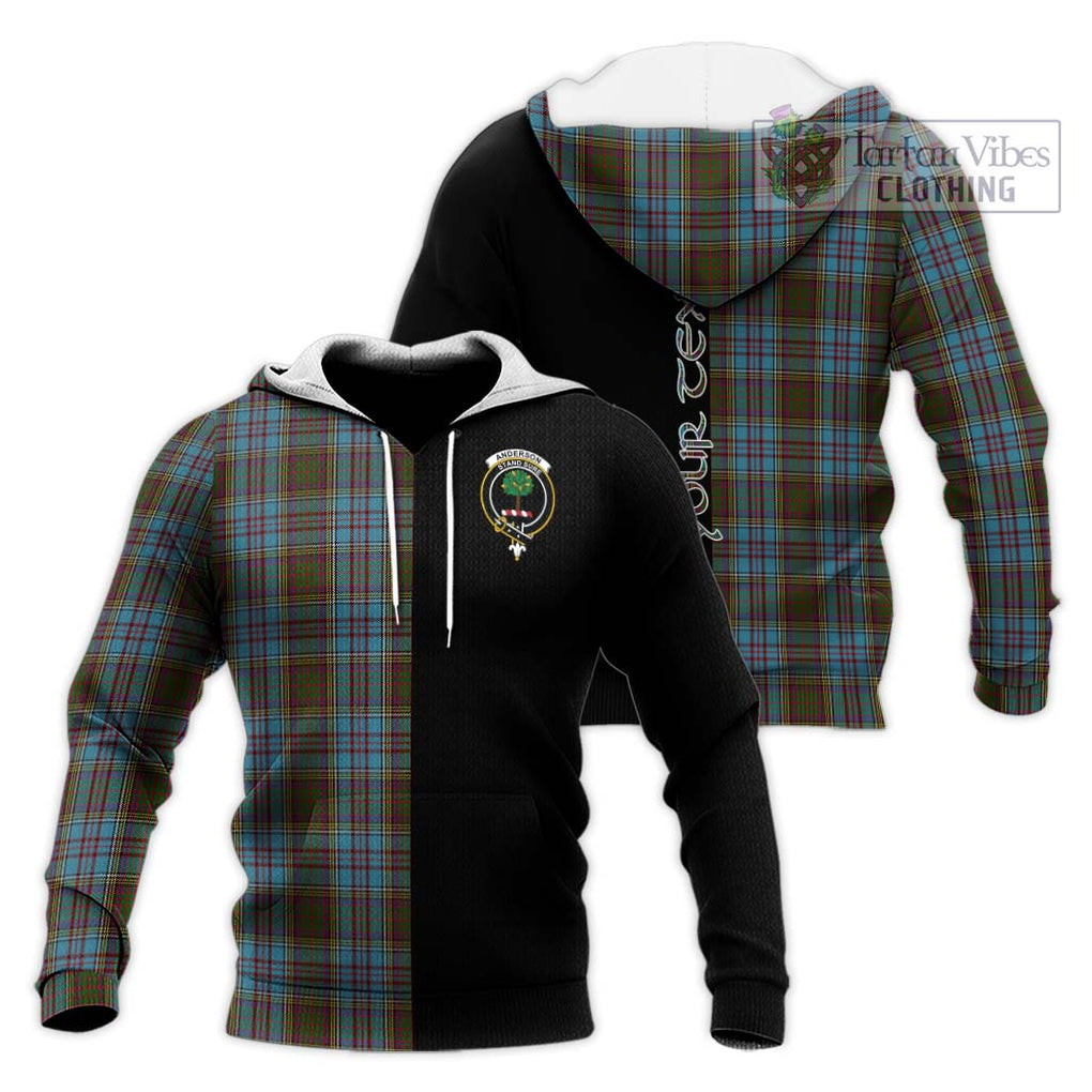 Anderson Tartan Knitted Hoodie with Family Crest and Half Of Me Style Unisex Knitted Pullover Hoodie - Tartanvibesclothing Shop