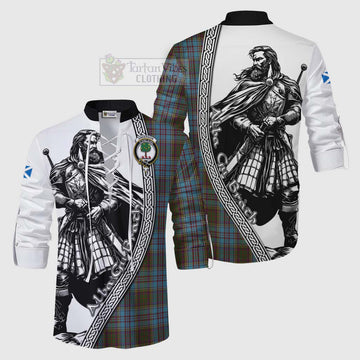 Anderson Tartan Clan Crest Ghillie Kilt Shirt with Highlander Warrior Celtic Style