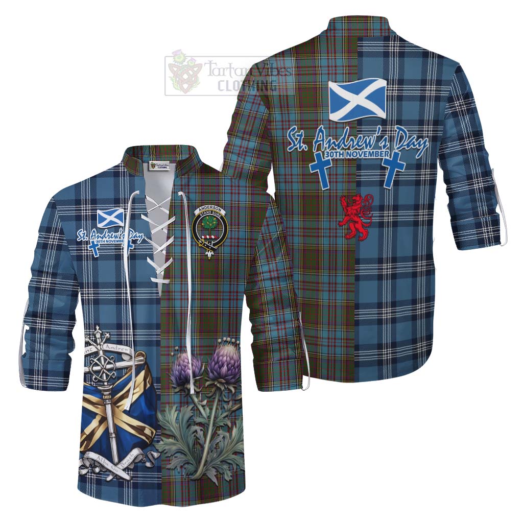 Tartan Vibes Clothing Anderson Tartan Ghillie Kilt Shirt Happy St. Andrew's Day Half Tartan Style