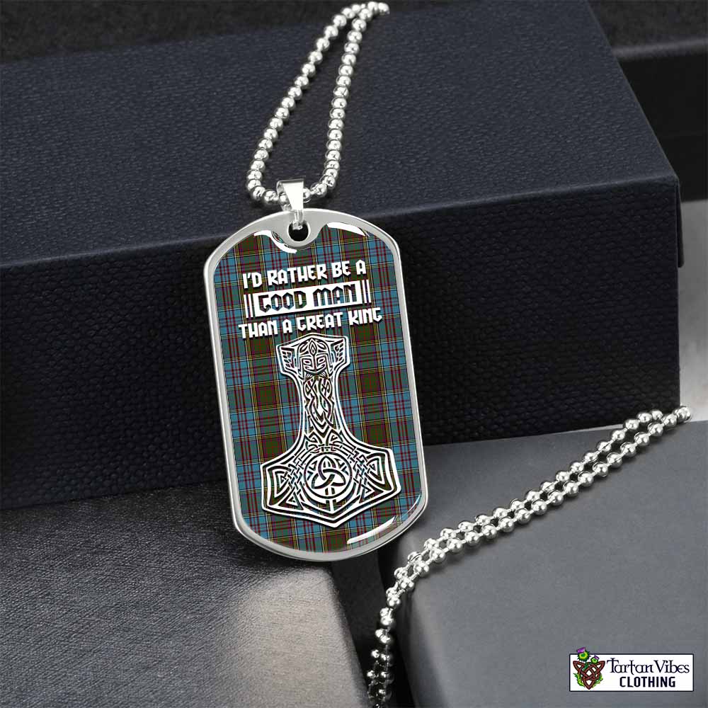 Tartan Vibes Clothing Anderson Tartan Dog Tag Necklace Viking Mjolnir Style