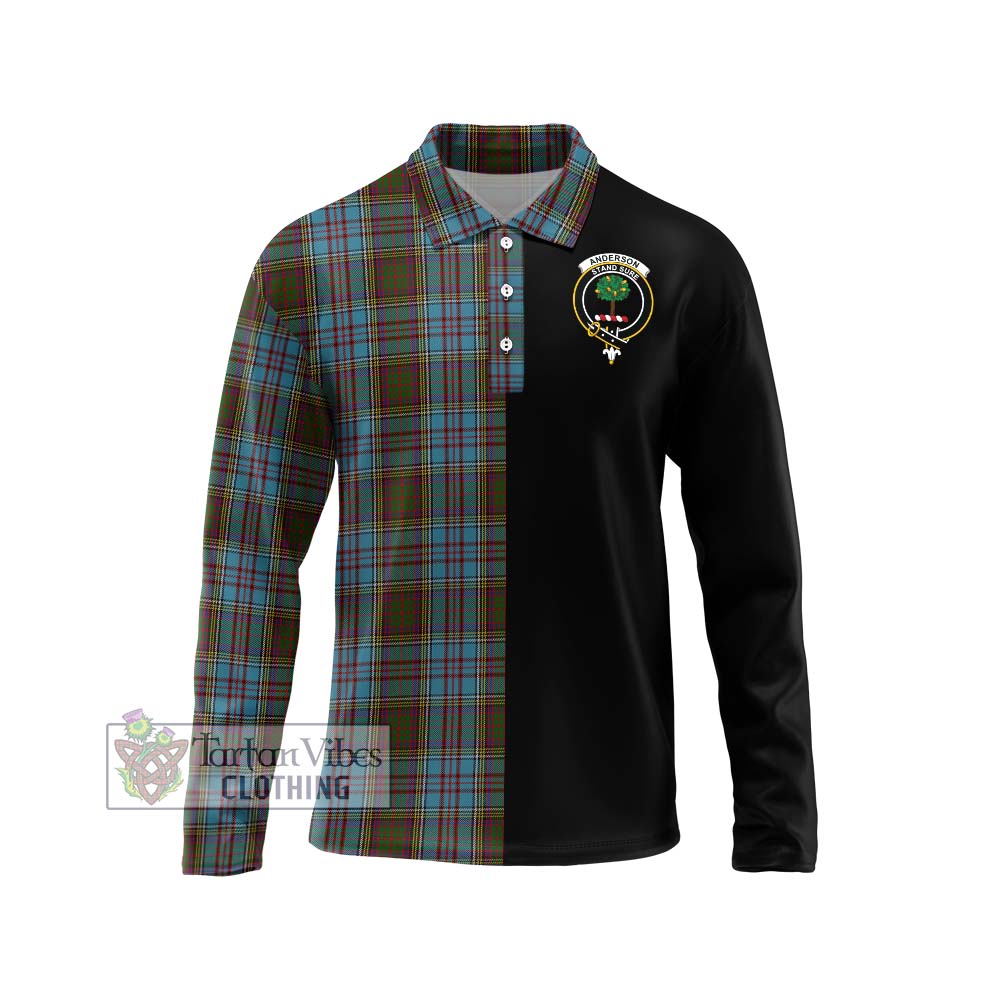 Anderson Tartan Long Sleeve Polo Shirt with Family Crest and Half Of Me Style Unisex - Tartanvibesclothing Shop