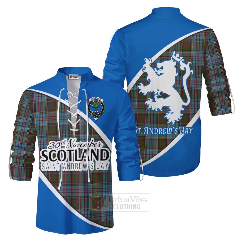 Tartan Vibes Clothing Anderson Family Crest Tartan Ghillie Kilt Shirt Celebrate Saint Andrew's Day in Style