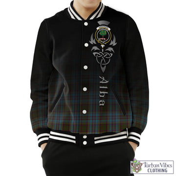 Anderson Tartan Baseball Jacket Featuring Alba Gu Brath Family Crest Celtic Inspired