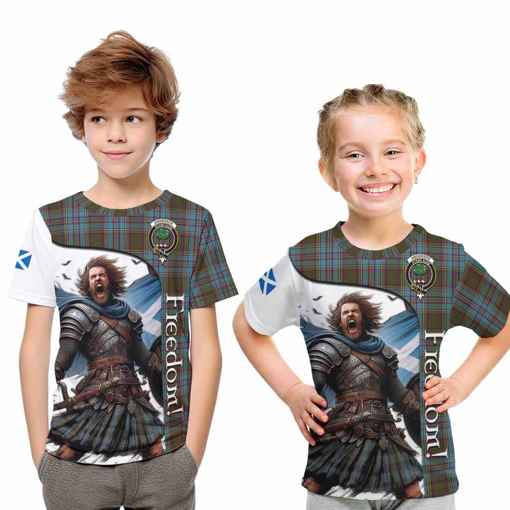 Tartan Vibes Clothing Anderson Crest Tartan Kid T-Shirt Inspired by the Freedom of Scottish Warrior