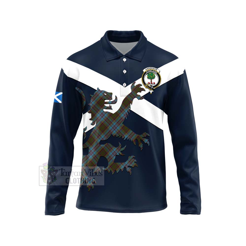 Tartan Vibes Clothing Anderson Tartan Lion Rampant Long Sleeve Polo Shirt – Proudly Display Your Heritage with Alba Gu Brath and Clan Name