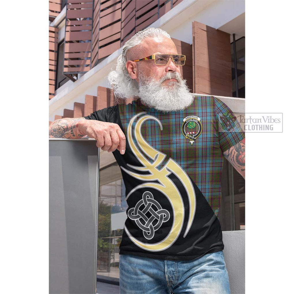 Tartan Vibes Clothing Anderson Tartan Cotton T-shirt with Family Crest and Celtic Symbol Style