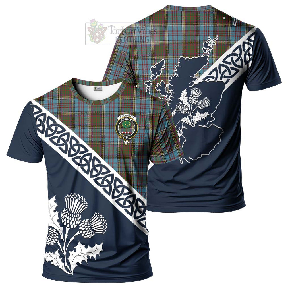 Anderson Tartan T-Shirt Featuring Thistle and Scotland Map