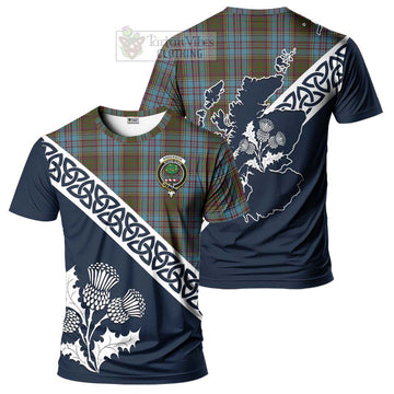 Anderson Tartan T-Shirt Featuring Thistle and Scotland Map