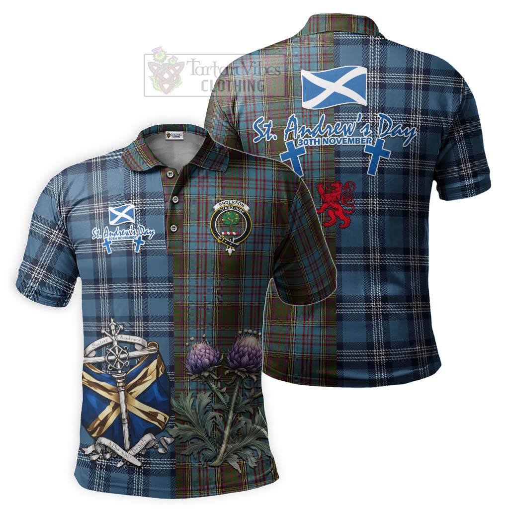 Anderson Tartan Polo Shirt Happy St. Andrew's Day Half Tartan Style Kid - Tartan Vibes Clothing