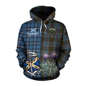 Anderson Tartan Cotton Hoodie Happy St. Andrew's Day Half Tartan Style