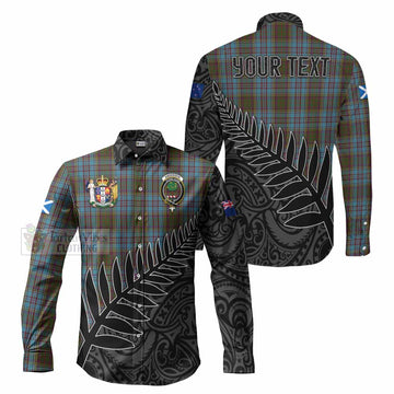 Anderson Crest Tartan Long Sleeve Button Shirt with New Zealand Silver Fern Half Style