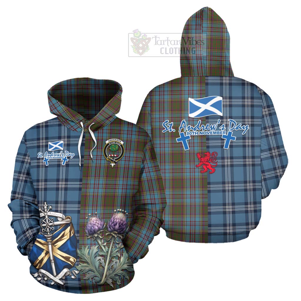 Tartan Vibes Clothing Anderson Tartan Hoodie Happy St. Andrew's Day Half Tartan Style