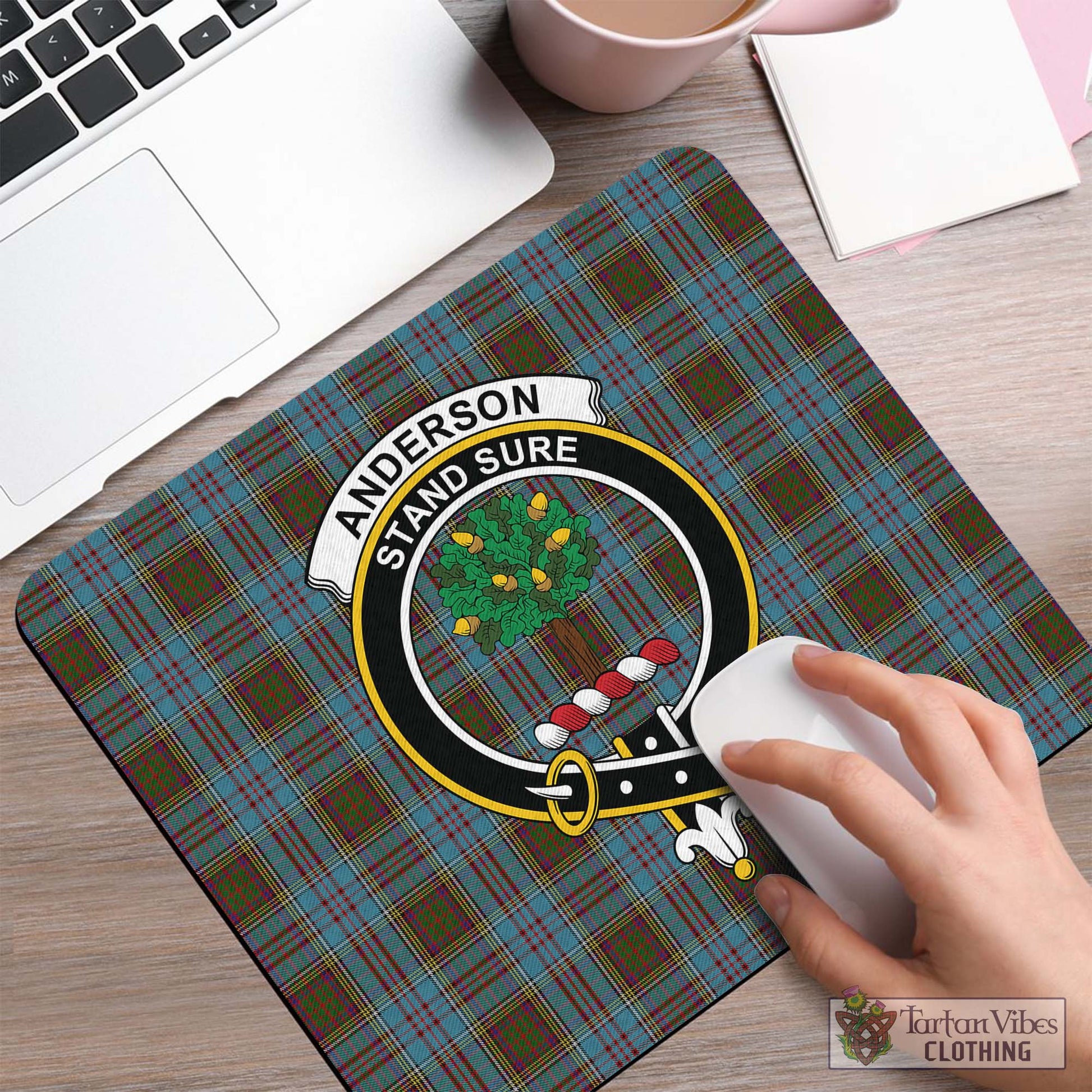 Tartan Vibes Clothing Anderson Tartan Mouse Pad with Family Crest