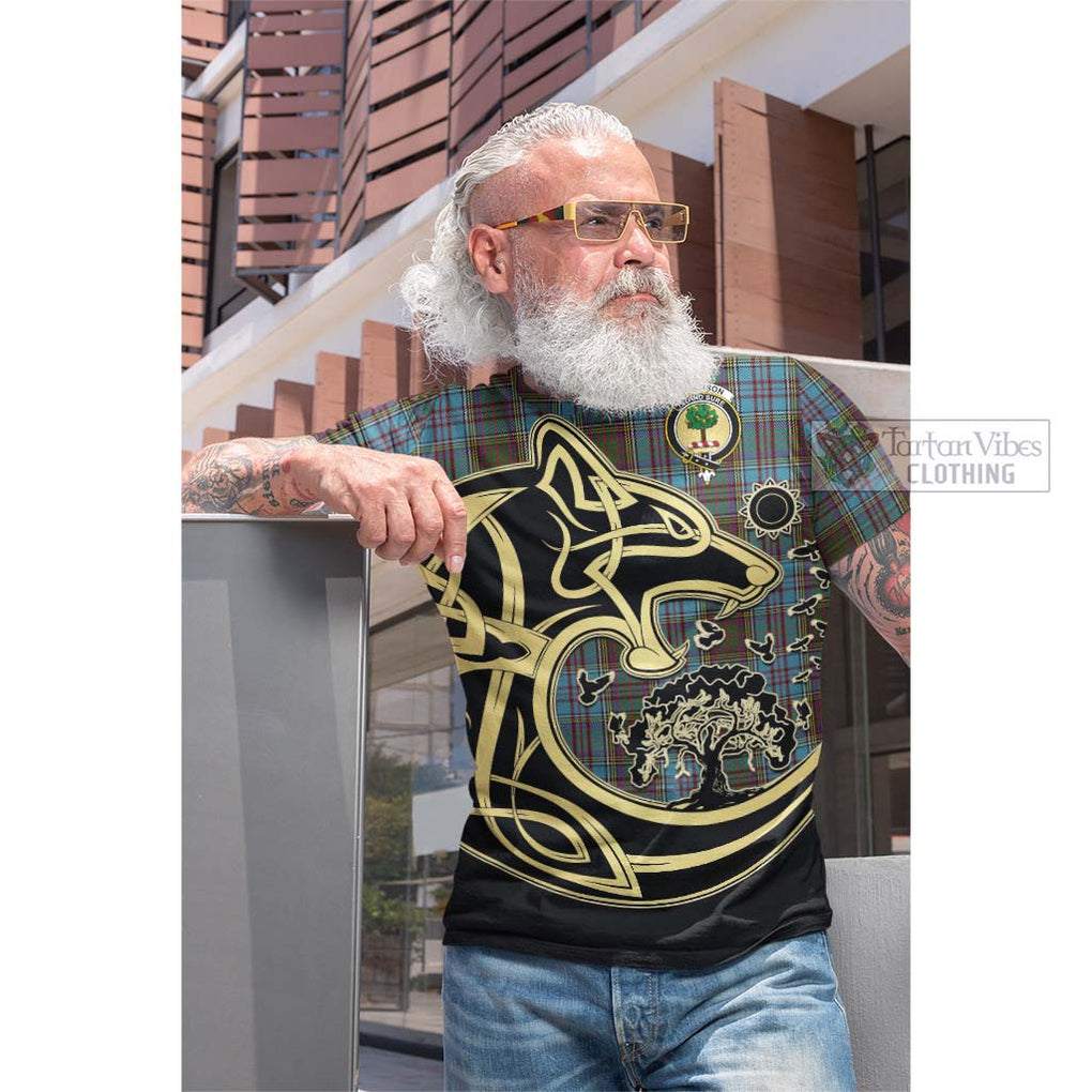 Tartan Vibes Clothing Anderson Tartan Cotton T-shirt with Family Crest Celtic Wolf Style