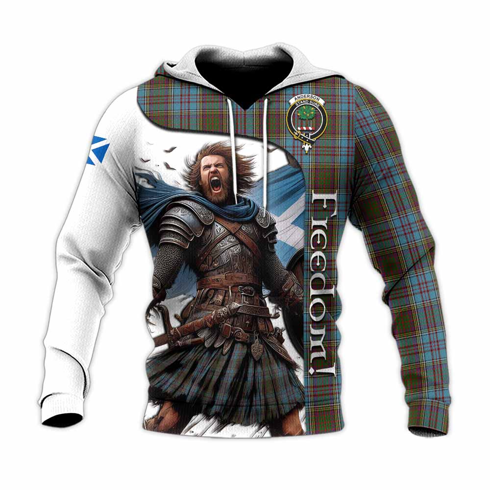 Tartan Vibes Clothing Anderson Crest Tartan Knitted Hoodie Inspired by the Freedom of Scottish Warrior