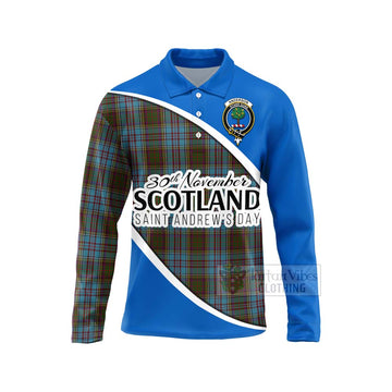 Anderson Family Crest Tartan Long Sleeve Polo Shirt Celebrate Saint Andrew's Day in Style