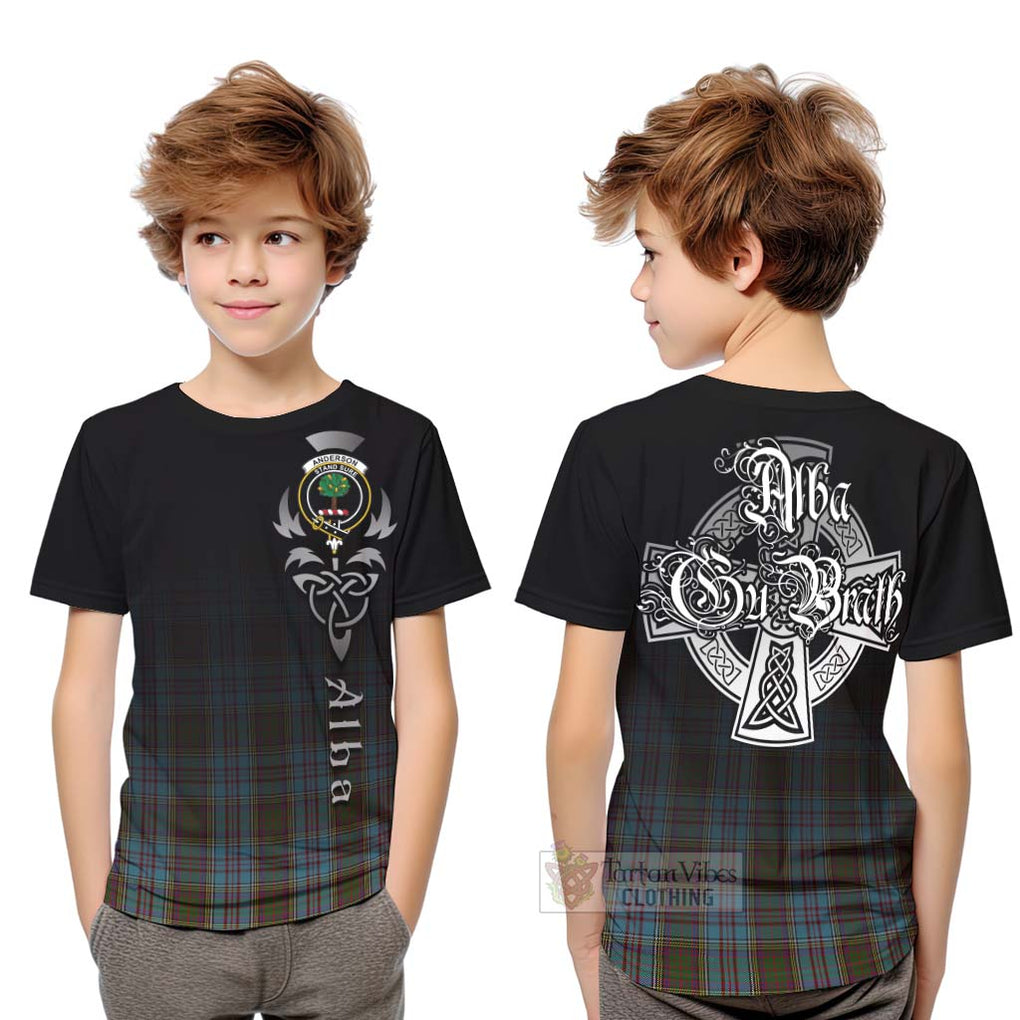 Tartan Vibes Clothing Anderson Tartan Kid T-Shirt Featuring Alba Gu Brath Family Crest Celtic Inspired