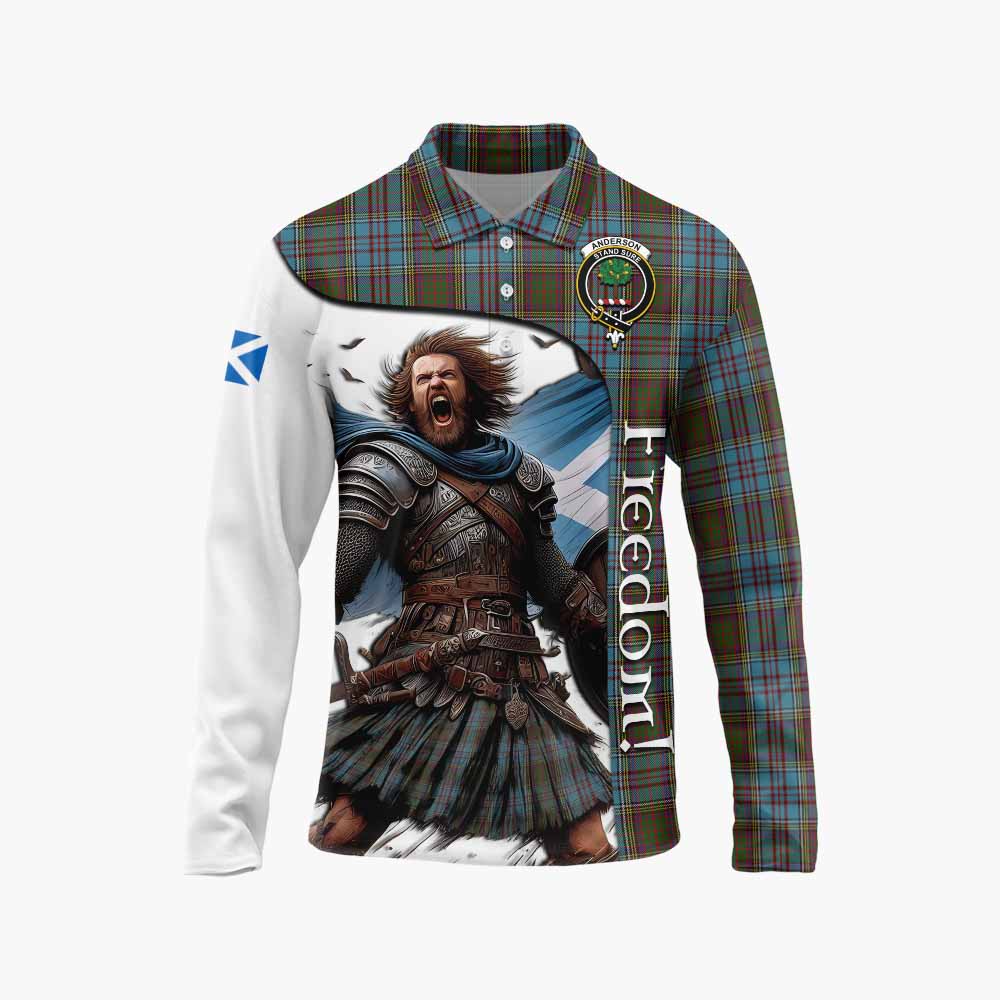 Tartan Vibes Clothing Anderson Crest Tartan Long Sleeve Polo Shirt Inspired by the Freedom of Scottish Warrior