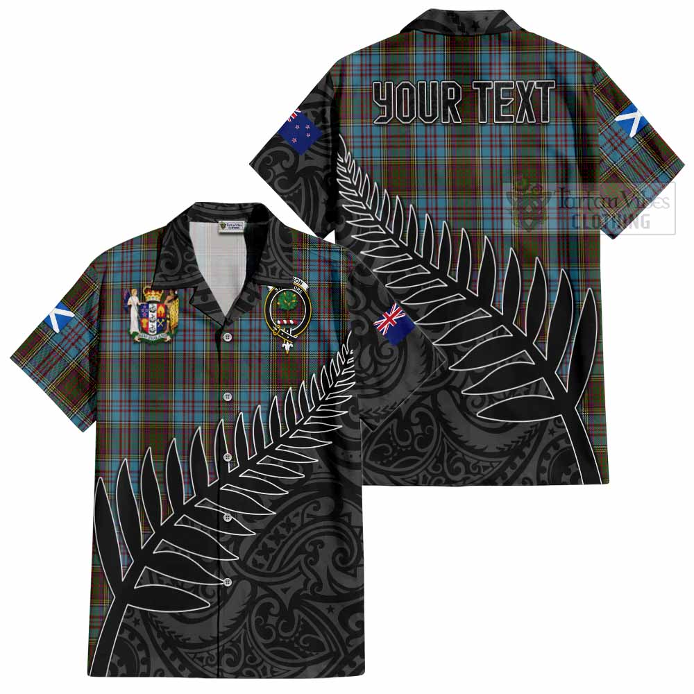 Anderson Crest Tartan Hawaiian Shirt with New Zealand Silver Fern Half Style Kid - Tartan Vibes Clothing