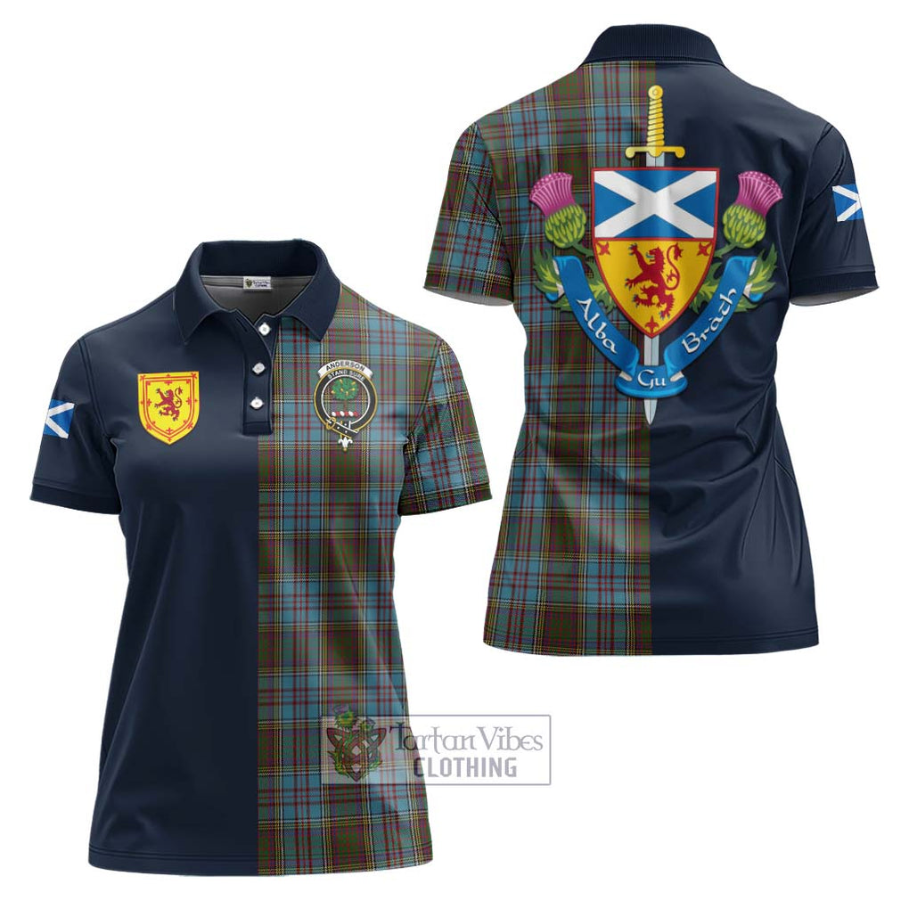 Tartan Vibes Clothing Anderson Tartan Women's Polo Shirt with Scottish Lion Royal Arm Half Style