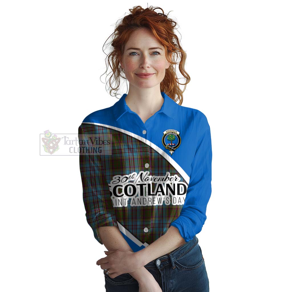 Tartan Vibes Clothing Anderson Family Crest Tartan Women's Casual Shirt Celebrate Saint Andrew's Day in Style