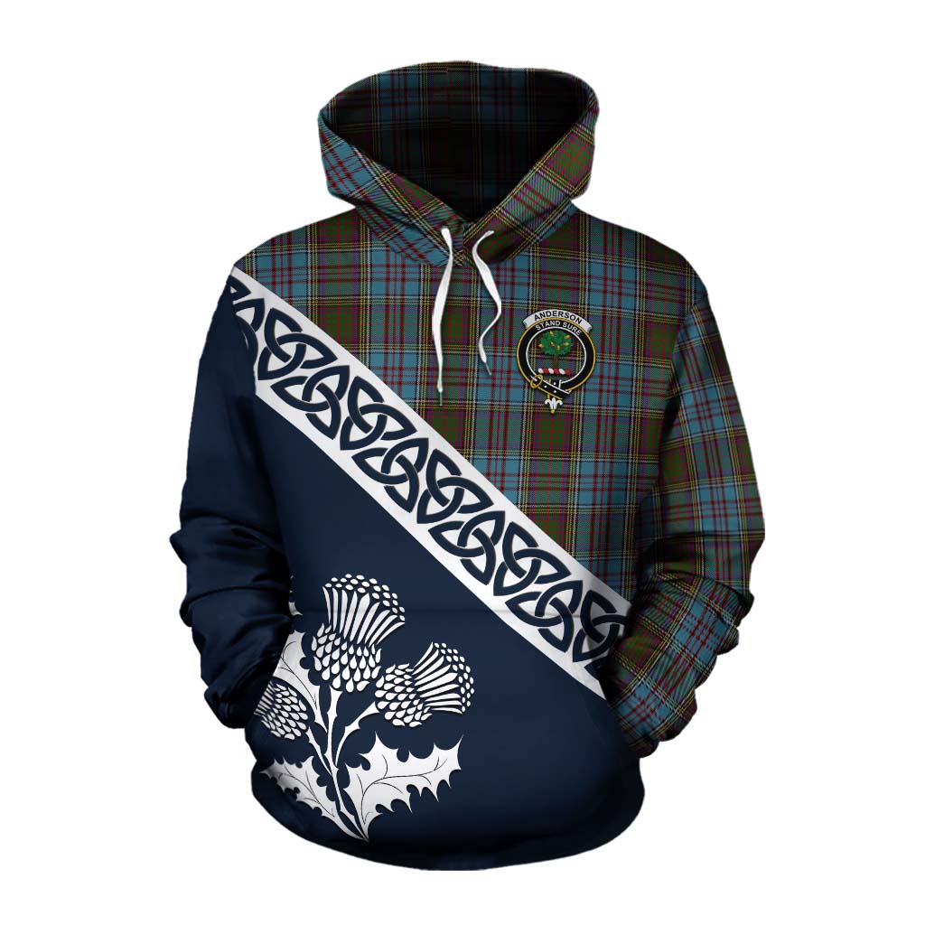 Tartan Vibes Clothing Anderson Tartan Cotton Hoodie Featuring Thistle and Scotland Map