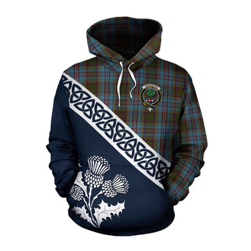 Anderson Tartan Cotton Hoodie Featuring Thistle and Scotland Map