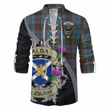 Anderson Tartan Family Crest Ghillie Kilt Shirt Lion Rampant Royal Thistle Shield Celtic Inspired Men - Tartan Vibes Clothing