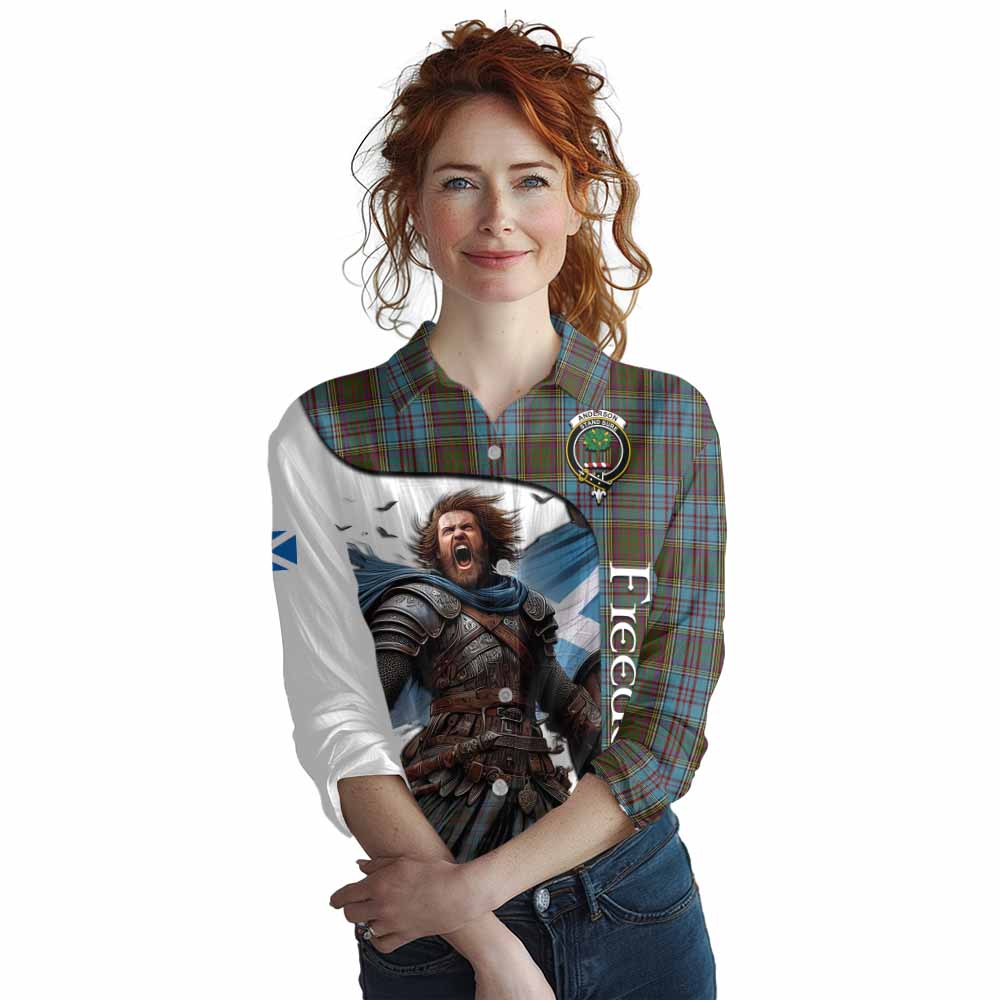 Tartan Vibes Clothing Anderson Crest Tartan Women's Casual Shirt Inspired by the Freedom of Scottish Warrior